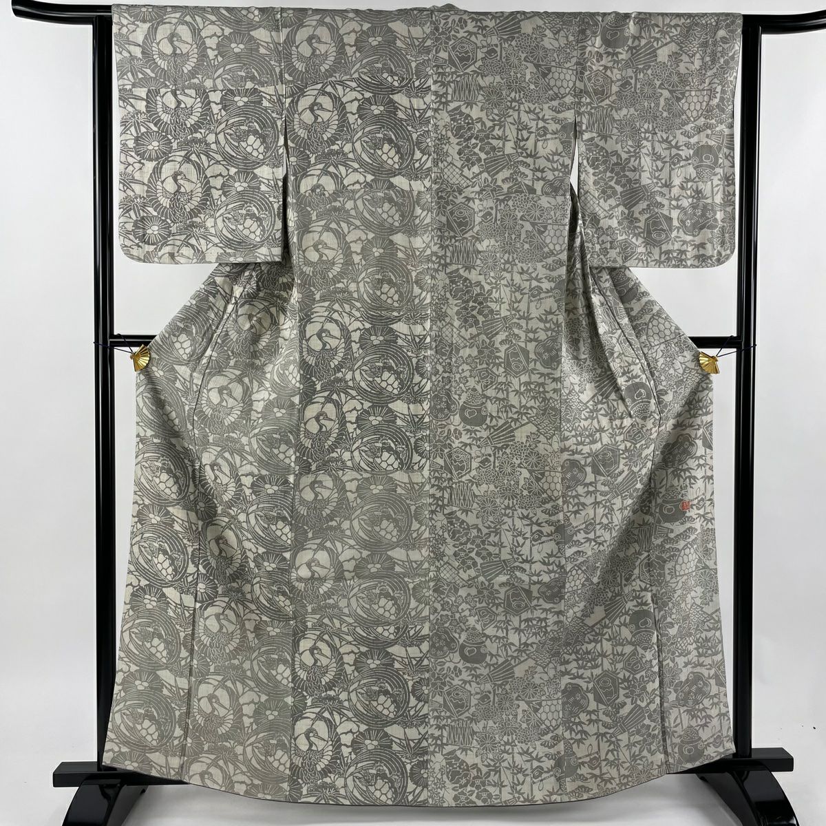 50%OFF 小紋 身丈165.5cm 裄丈69cm L 袷 名古屋帯セット 幾何学