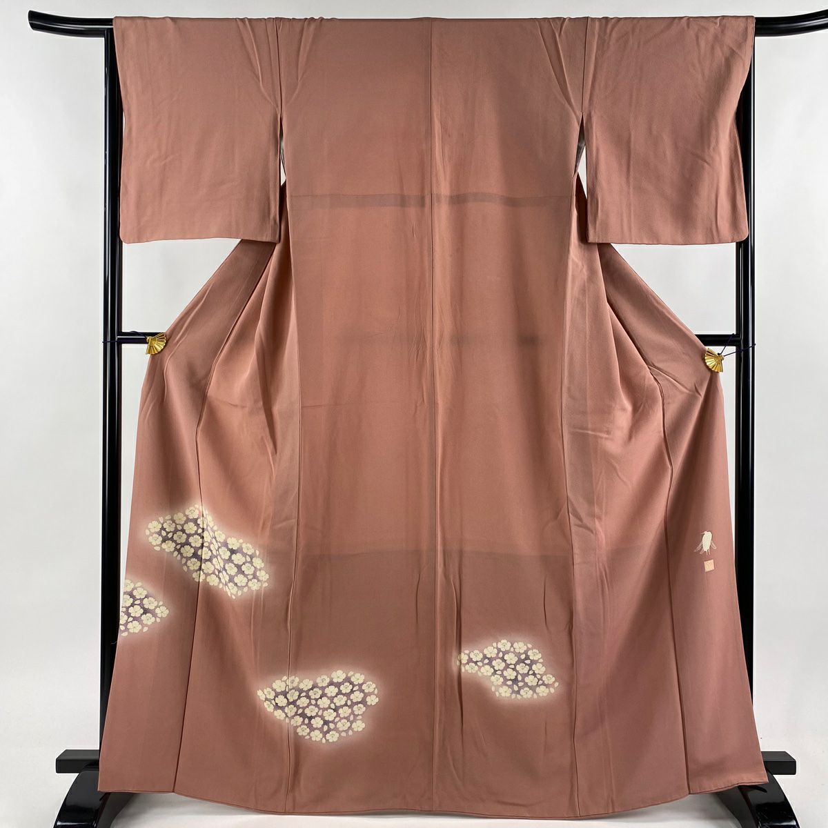 付下げ 身丈152cm 裄丈65cm M 薄物 絽 桜 萩 灰緑 正絹 秀品