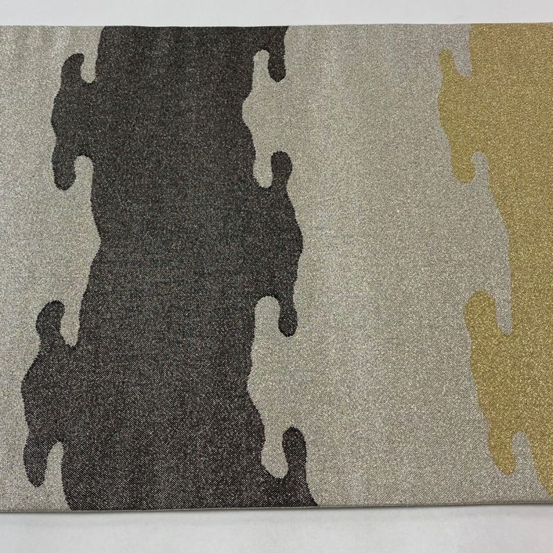 袋帯 綴れのパステル 美しい加工 正絹 AO-3046 袋帯 美品 秀品 幾何学 箔 金銀糸 紫 六通 正絹｜中古・古着