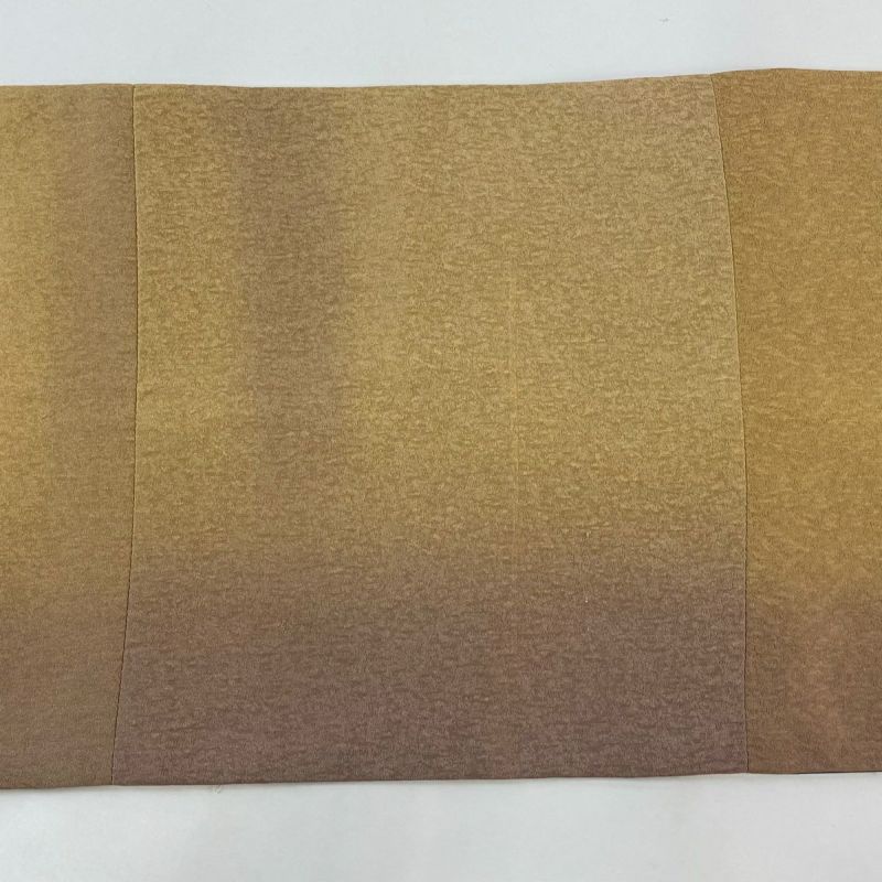 袋帯 秀品 ミミズク 竹 銀通し 金彩 薄茶色 お太鼓柄 正絹｜中古