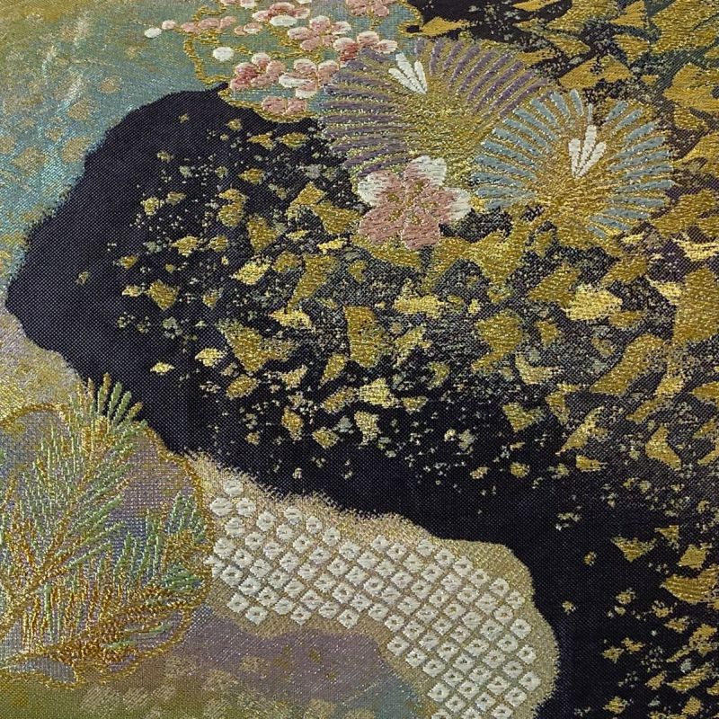 中古 袋帯 六通 ジュサブロー 梅 薄紫 紫 振袖 洒落袋帯 リメイク 中古 袋帯 六通 ジュサブロー 梅 薄紫 紫 振袖 洒落袋帯