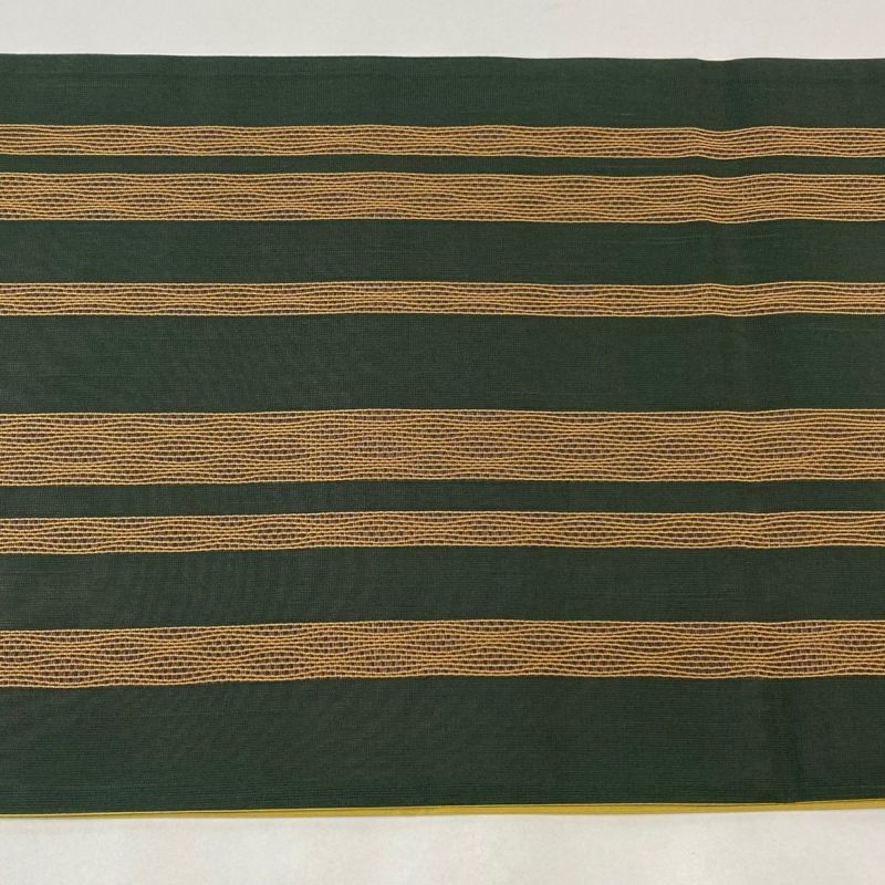 袋帯 秀品 夏帯 縞 深緑 全通 正絹｜中古・古着・リサイクル着物