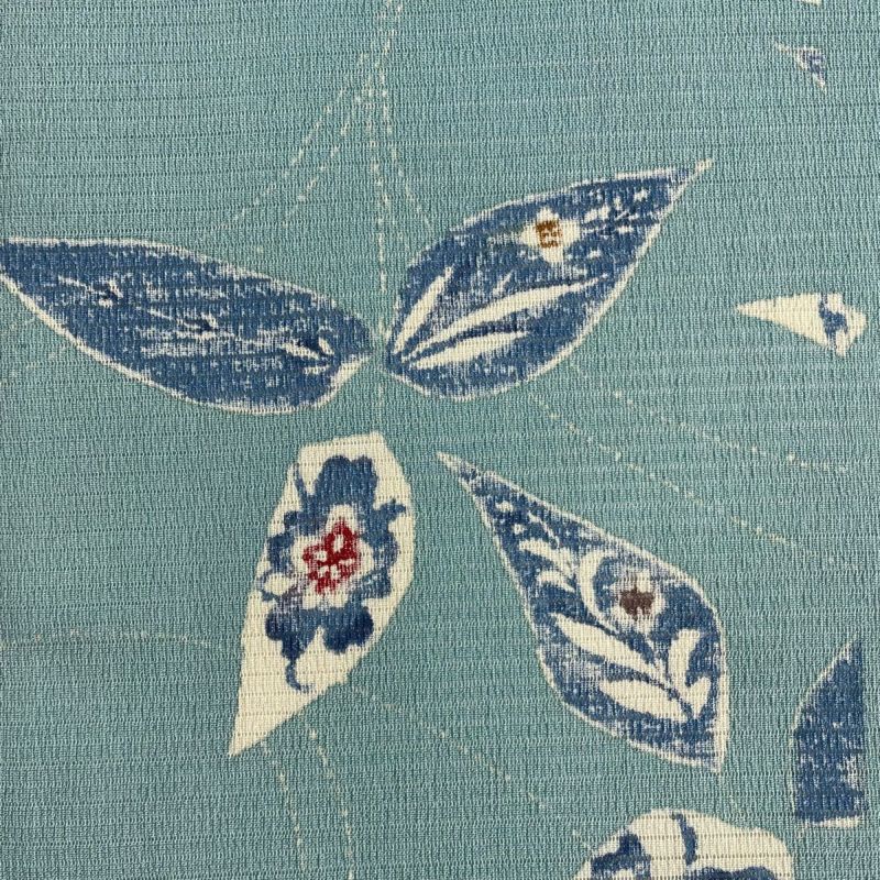 開き名古屋帯 秀品 夏帯 絽 葉 花 水色 正絹|中古・古着 開き名古屋帯 秀品 夏帯 絽 葉 花 水色 正絹|中古・古着