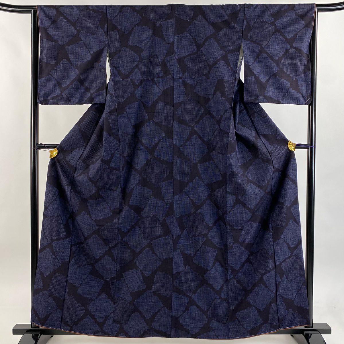 結城紬 身丈168cm 裄丈67.5cm L 袷 本場結城紬 奥順 証紙あり 雪輪