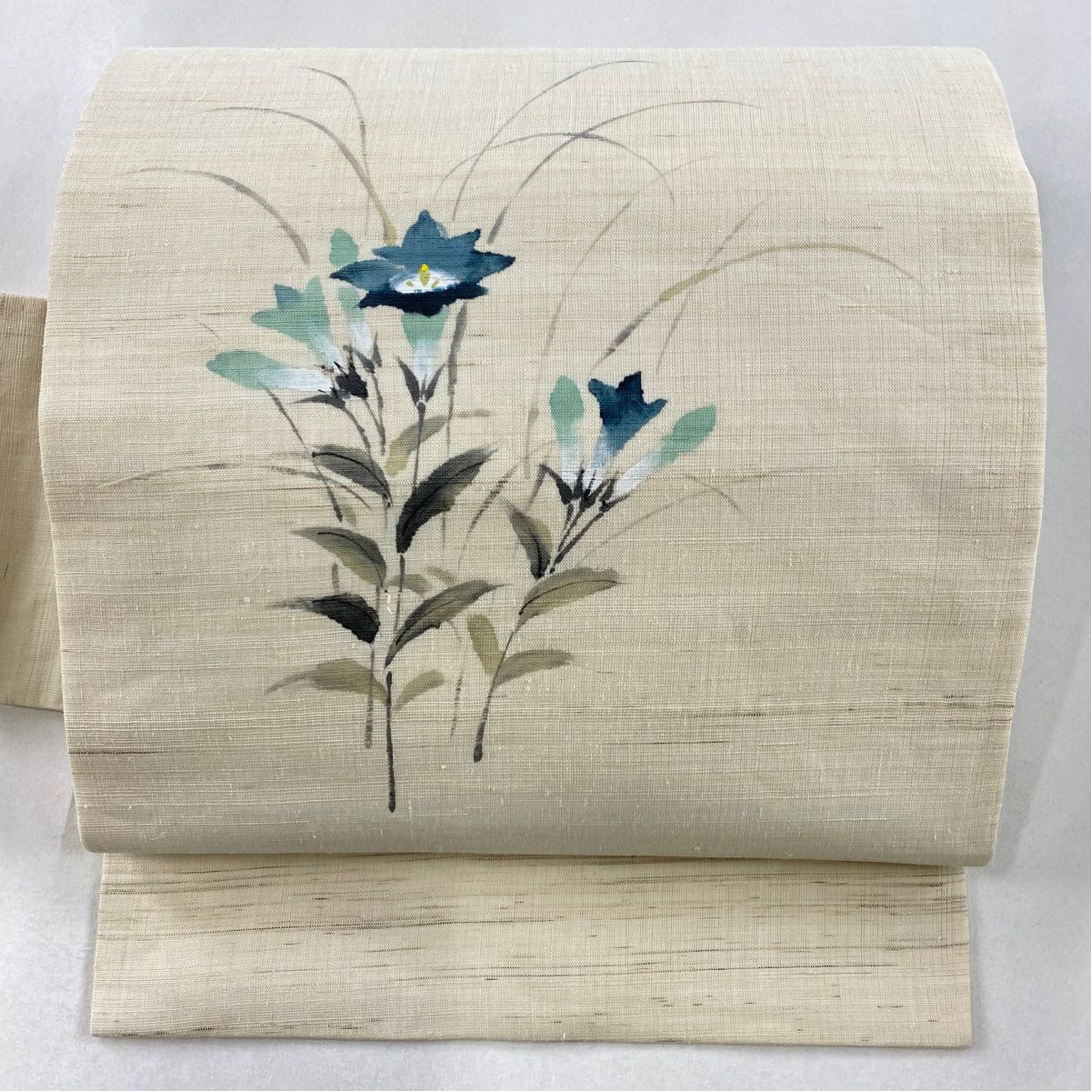 袋名古屋帯 美品 秀品 夏帯 縞 幾何学模様 焦茶色 正絹|中古 袋名古屋帯 美品 秀品 夏帯 縞 幾何学模様 焦茶色 正絹|中古