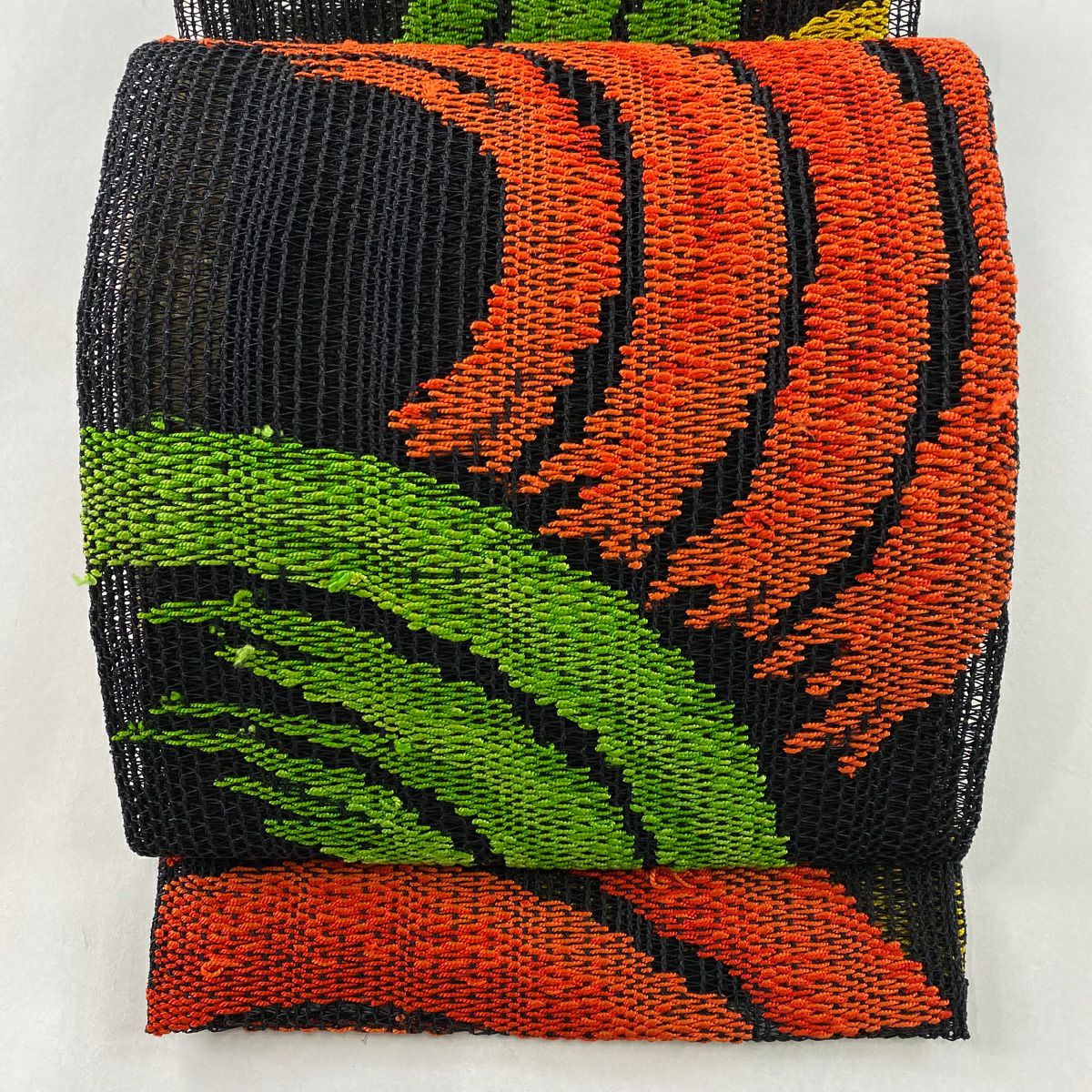 袋名古屋帯 美品 秀品 夏帯 縞 幾何学模様 焦茶色 正絹|中古 袋名古屋帯 美品 秀品 夏帯 縞 幾何学模様 焦茶色 正絹|中古