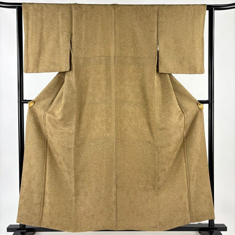 小紋 身丈157.5cm 裄丈63.5cm S 袷 幾何学模様 金通し 黄土色
