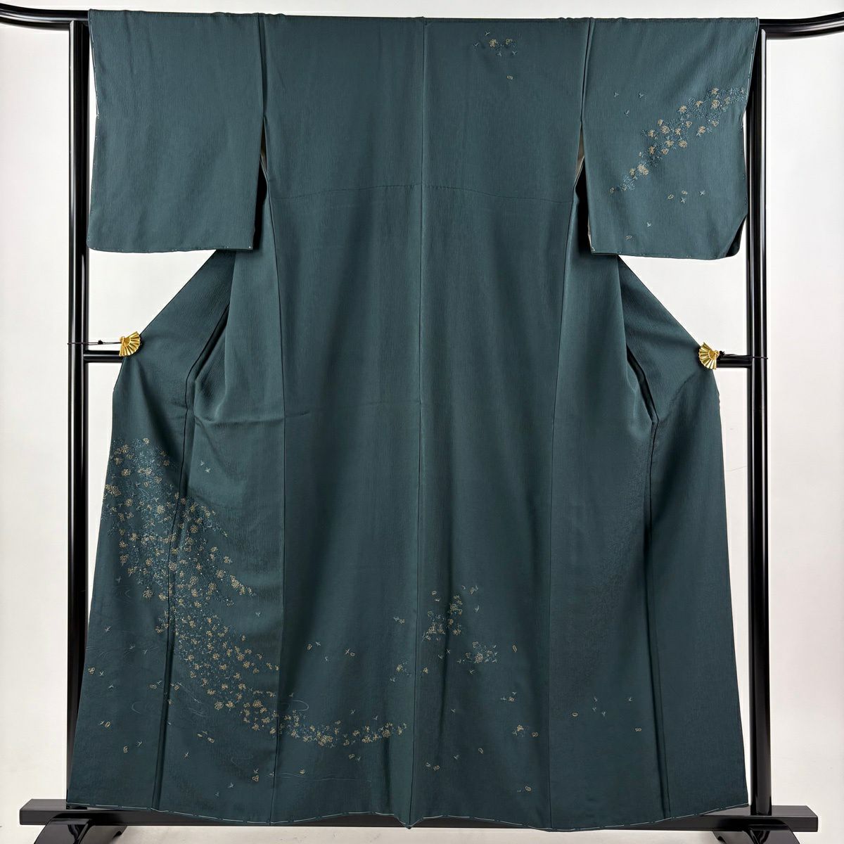 試着のみ☆極上☆菊づくし☆友禅訪問着☆青〜緑☆着丈165☆裄69 試着のみ☆極上☆菊づくし☆友禅訪問着☆青〜緑☆着丈165☆裄69 N11