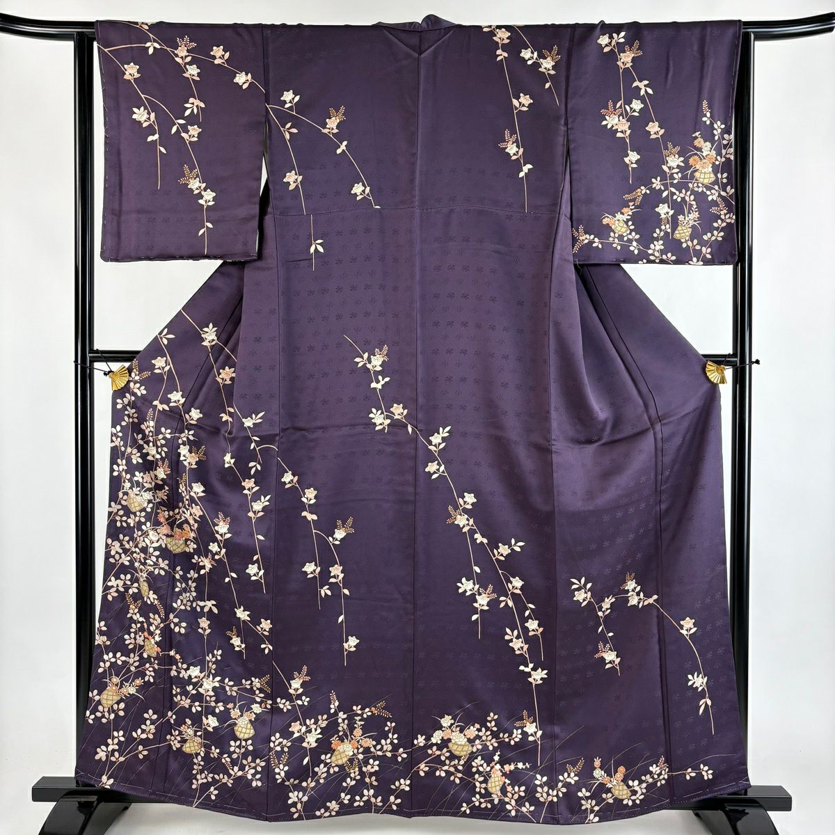 超美品　訪問着　袷　正絹　着物　刺繍　金　着丈157 裄64 現代　薄紫　小豆色 楽天市場】【新古品】 紬 訪問着 着物 正絹 袷 洒落訪問着 先染め 織り