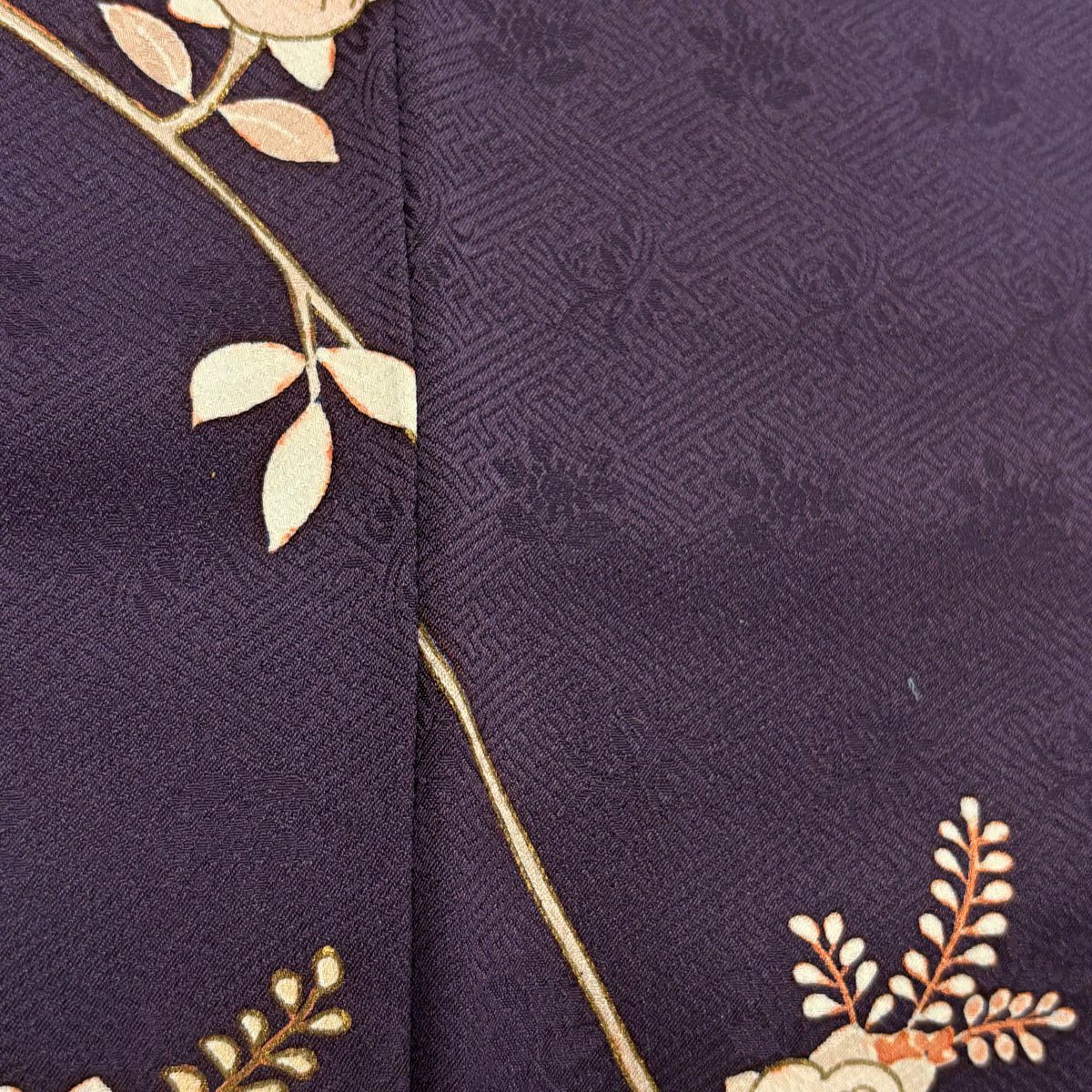 超美品　訪問着　袷　正絹　着物　刺繍　金　着丈157 裄64 現代　薄紫　小豆色 訪問着 身丈157cm 裄丈64cm M 袷 笹 銀通し ぼかし 薄紫 正絹 名品