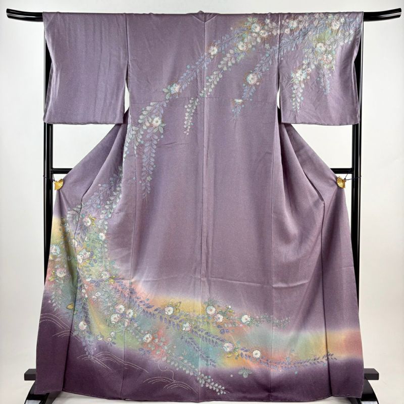 No.2599 正絹金彩辻が花草花文様訪問着　落款　美品 訪問着 着物 正絹 袷 麗幻辻が花 金糸 水色 織り柄 春 秋 冬 未