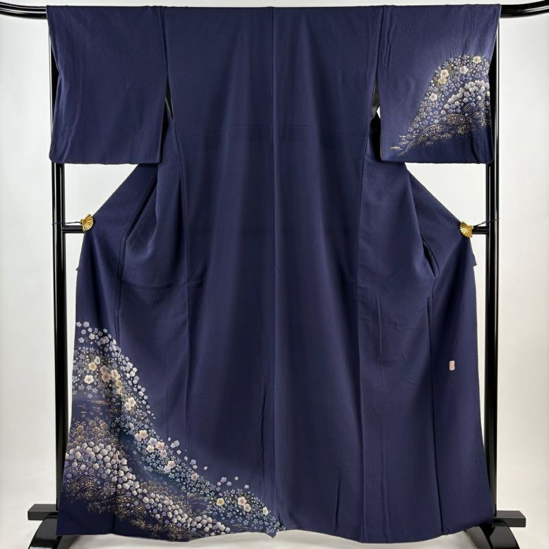 YAMA【美品 正絹お振袖 7点フルセット S~Mサイズ 紫】 付下げ 身丈163cm 裄丈67cm M 袷 翠山工房 やまと 落款あり 桜