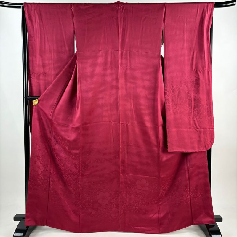 振袖 身丈166cm 裄丈66cm M 袷 地紋 濃ピンク 正絹 美品 名品