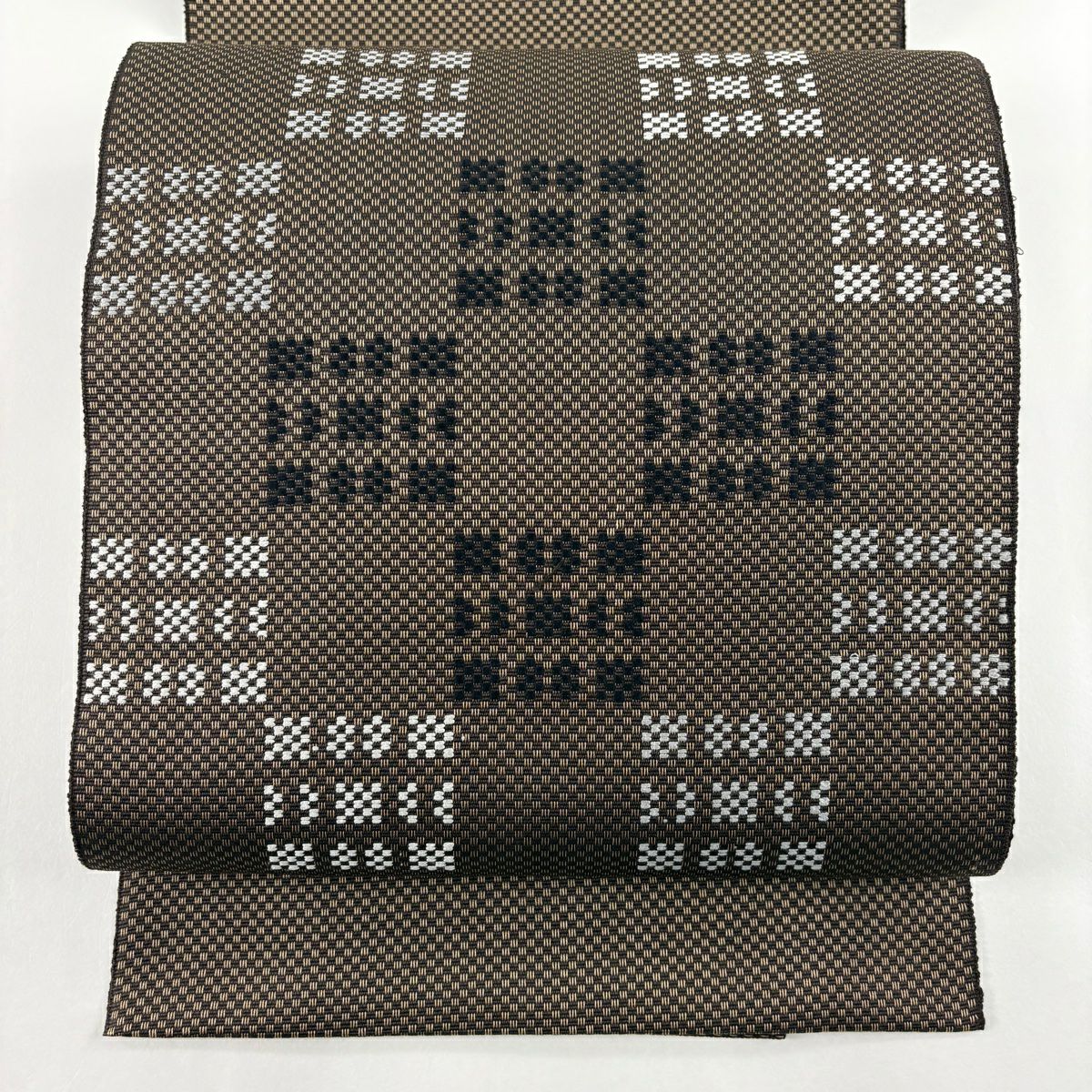 7-48 夏帯 夏物 名古屋帯 八寸 美品 正絹 着物 松葉仕立て 名古屋帯 美品 秀品 夏帯 松葉仕立て 八寸名古屋帯 格子 水色