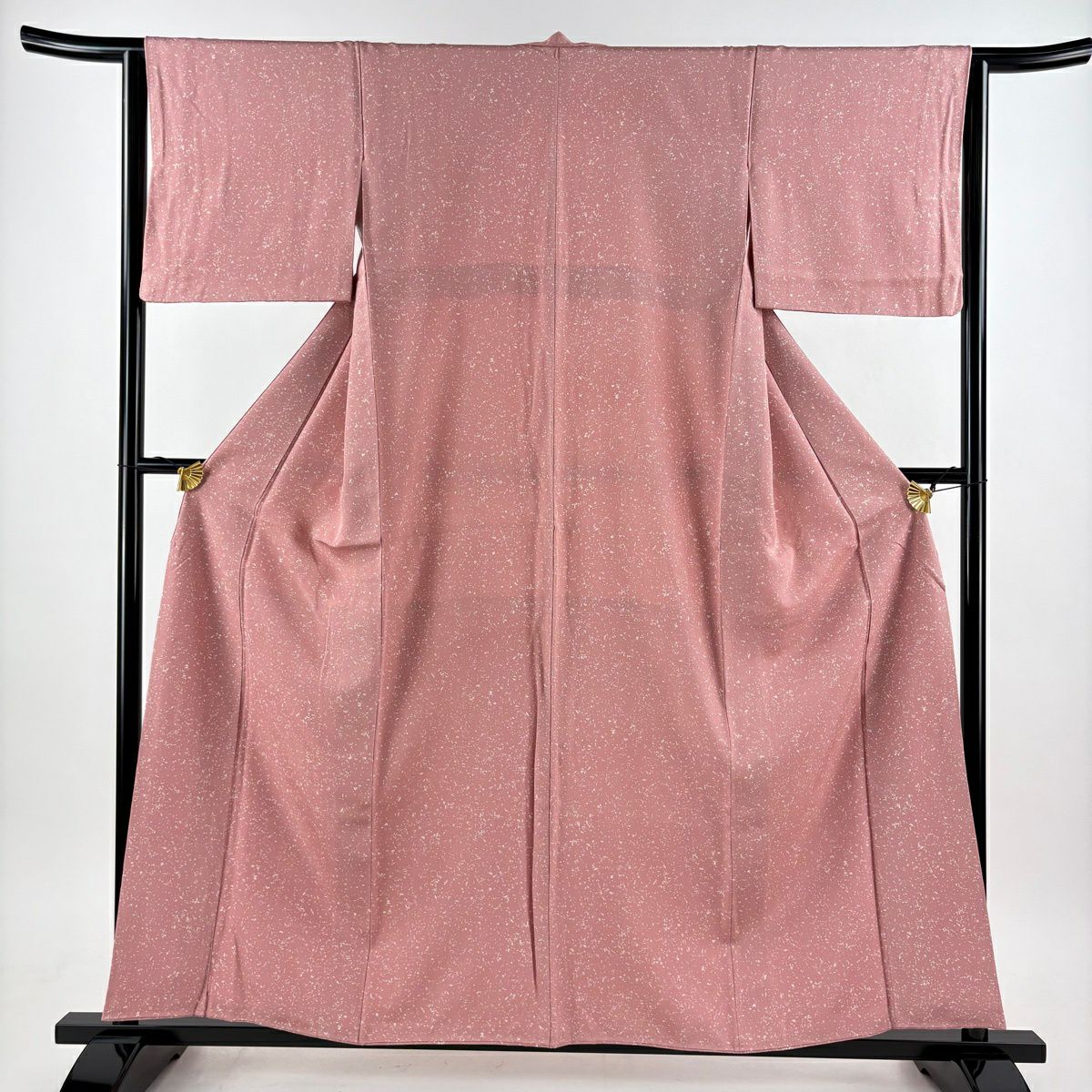 小紋 身丈162cm 裄丈65cm M 袷 桜 花びら ピンク 正絹 秀品｜中古