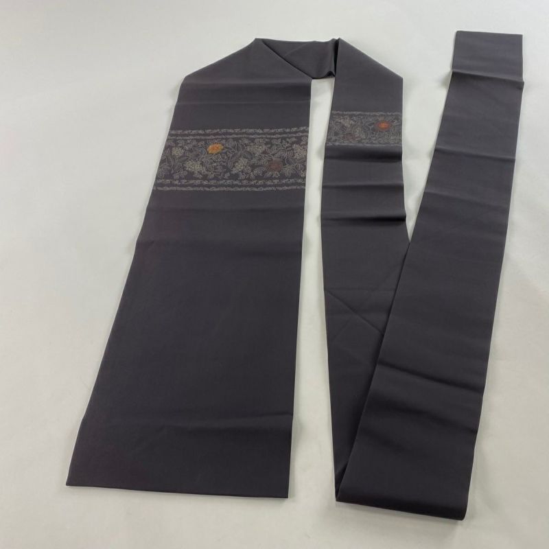 名古屋帯 優品 草花 刺繍 金糸 濃紫 正絹|中古・古着 名古屋帯 優品 草花 刺繍 金糸 濃紫 正絹|中古・古着