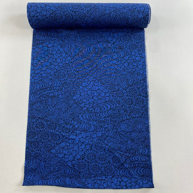 未使用品■小菊柄　小紋　正絹　未仕立て　反物　108 反物 秀品 小紋 寄せ柄 菊 青 正絹｜中古・古着・リサイクル着物