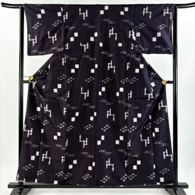 訳あり特価品　紬×幾何学模様　ユニセックスブルゾン　着物リメイクジャンパー　古銭 着物 リメイク 結城紬 正絹紬 パッチワーク シャツ ジャケット