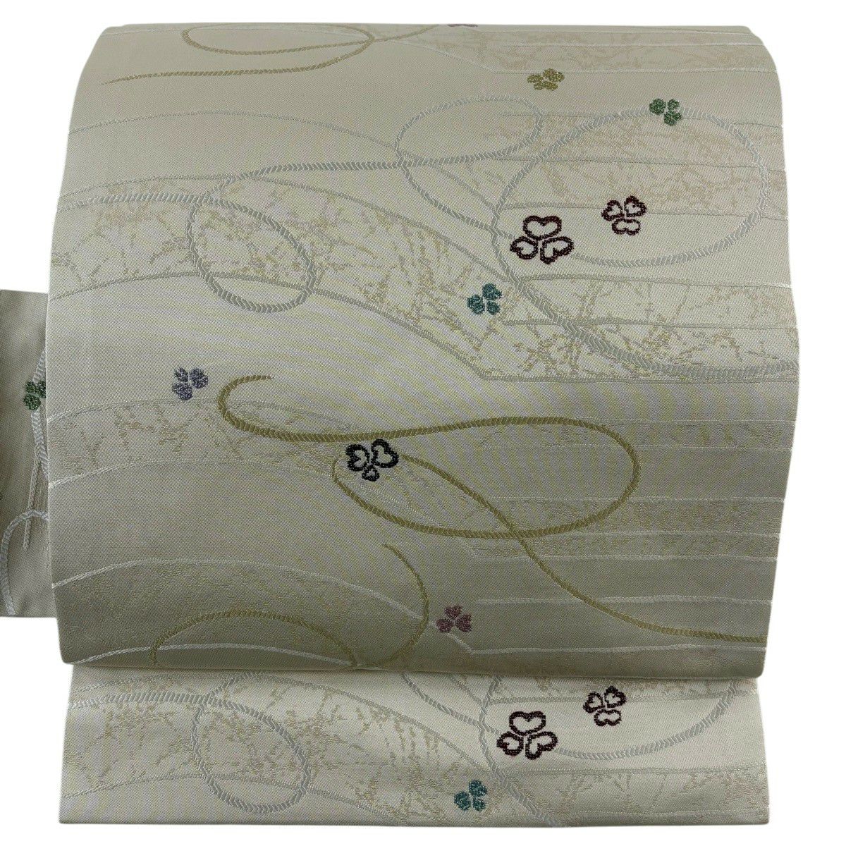 名古屋帯 花柄 幾何学模様 ベージュ系 名古屋帯 花柄 幾何学模様 ベージュブラウン - メルカリ