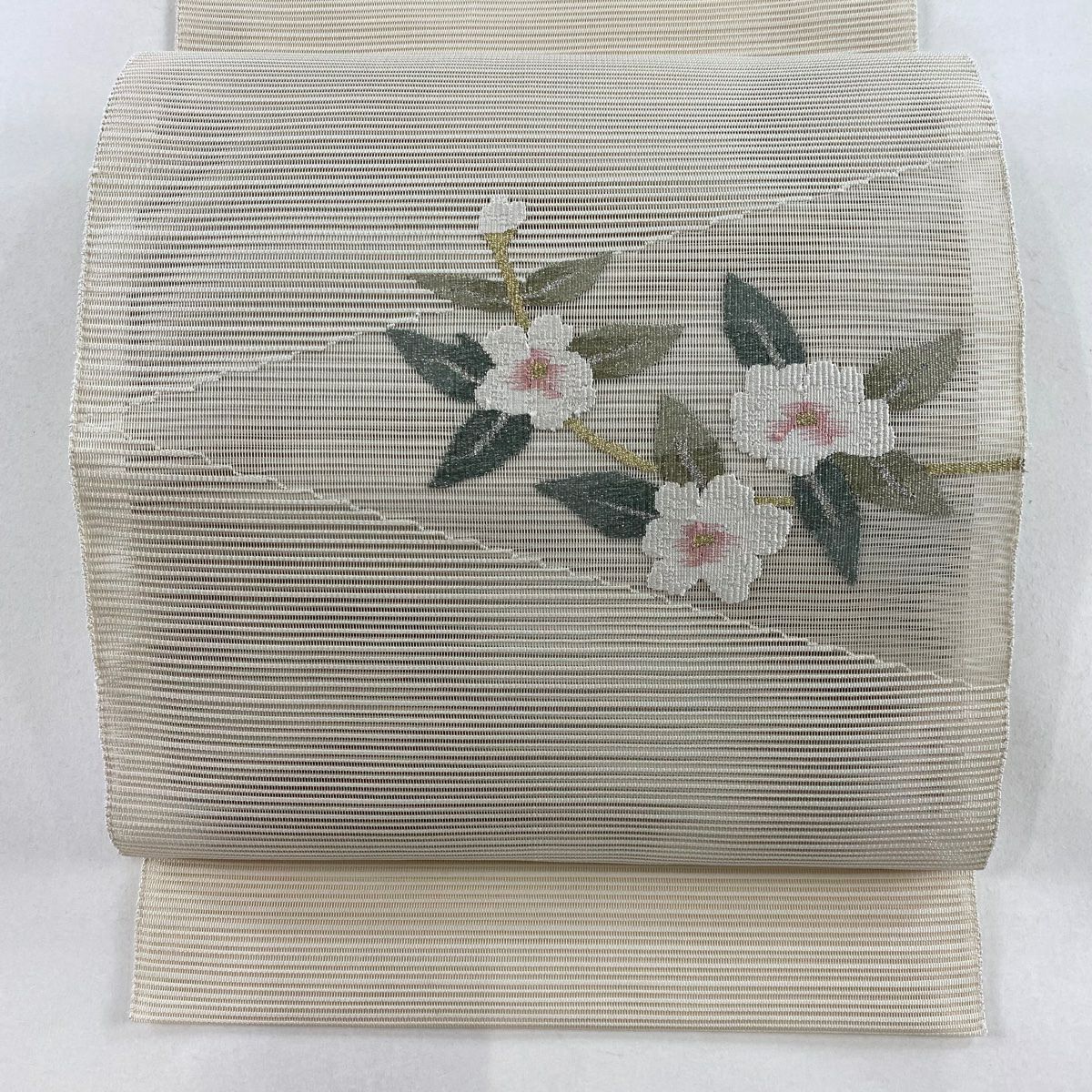 名古屋帯 秀品 夏帯 絽 八寸名古屋帯 トンネル仕立て 草花 色紙