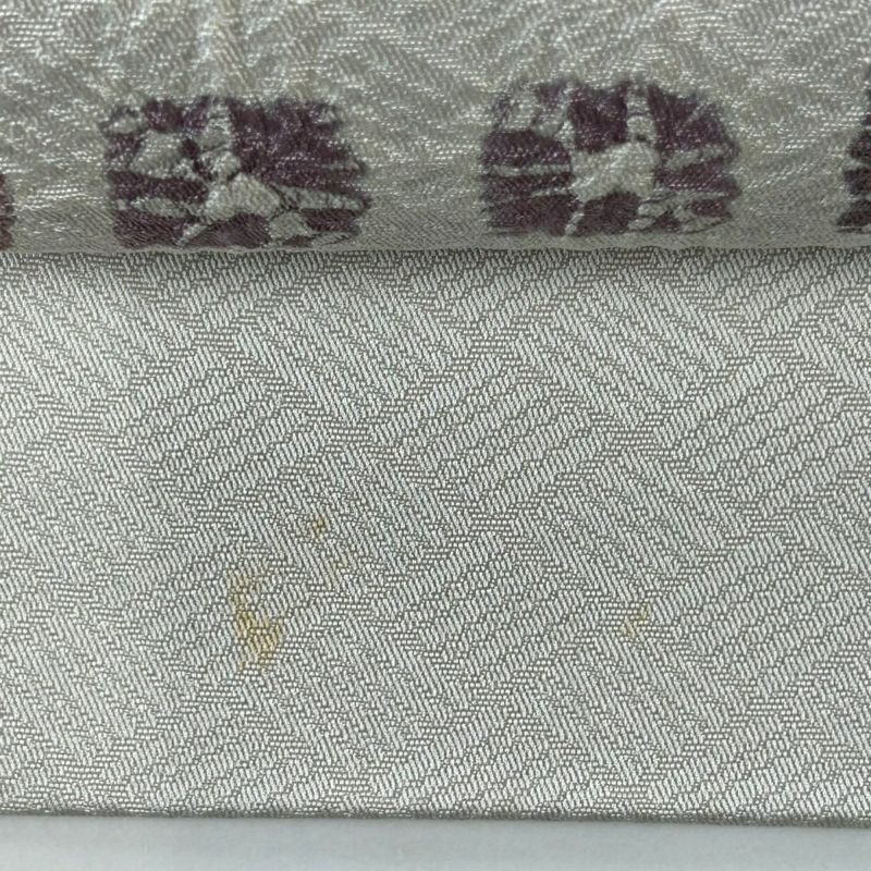 未使用品　正絹　現代　名古屋帯　着物　黒　白　シルバー　銀系　372 辻ヶ花 名古屋帯 秀品 辻が花 灰色 正絹｜中古・古着・リサイクル着物