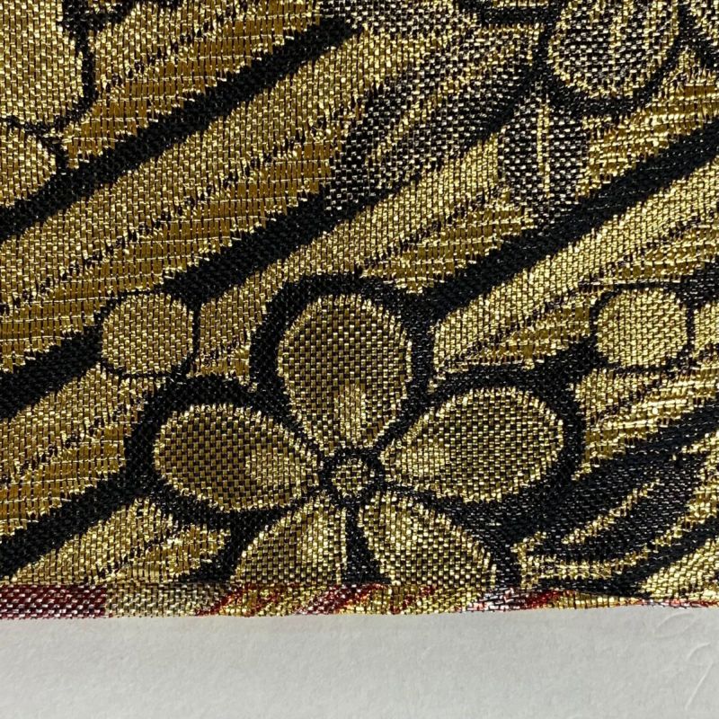 袋帯 秀品 桜 斜縞 箔 金色 全通 正絹｜中古・古着・リサイクル
