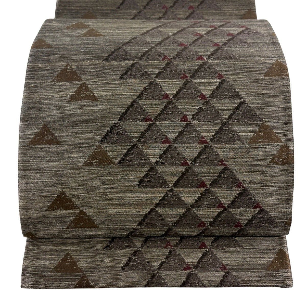 袋帯 逸品 黄金ムガ蚕 鱗 茶紫 全通 正絹｜中古・古着・リサイクル着物