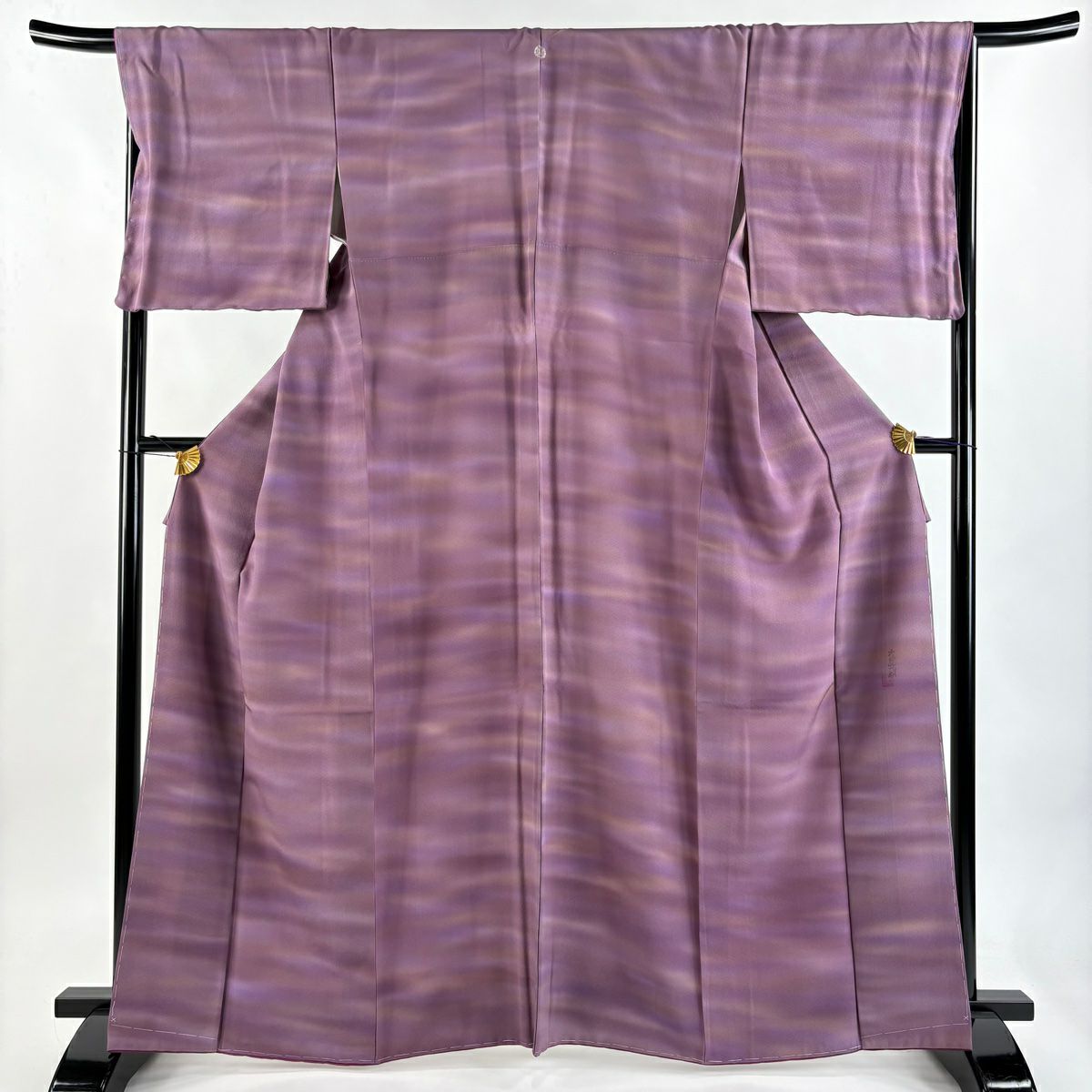 美品】 小紋 身丈165cm 裄丈66.5cm M 袷 落款あり ヱ霞 幾何学模様 灰