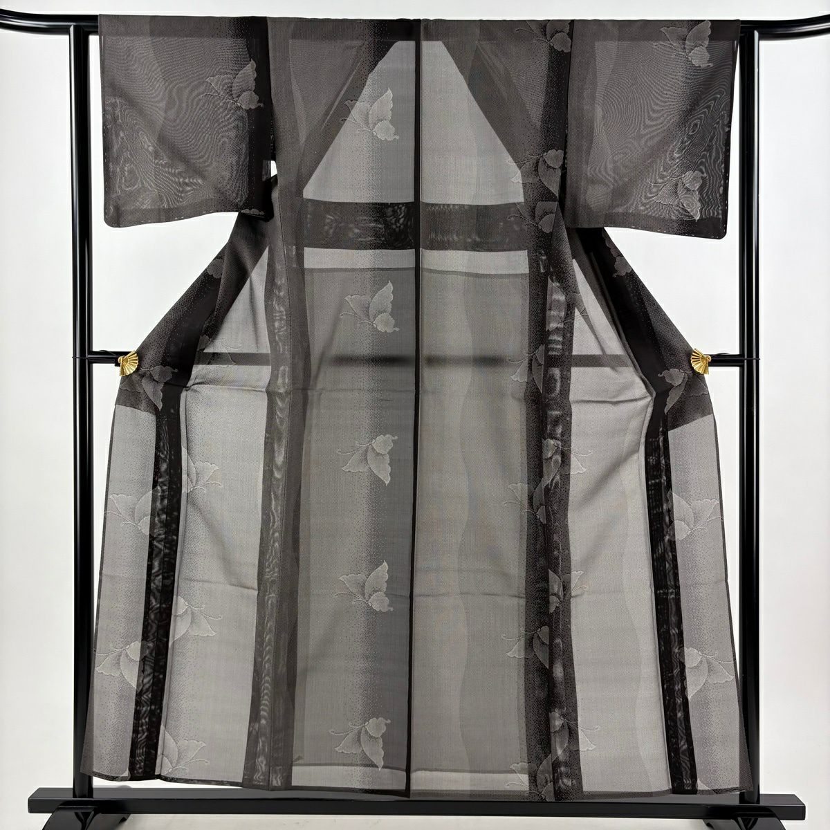 美品】 紬 身丈157.5cm 裄丈62cm S 薄物 夏大島 バチ衿 証紙あり 蝶