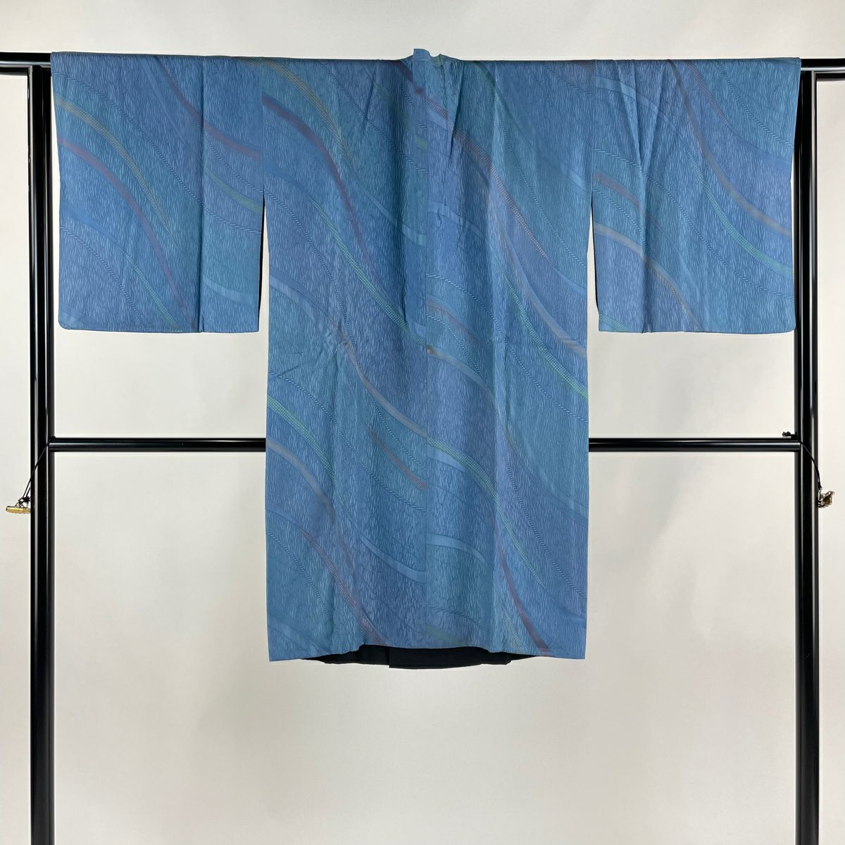 道中着 身丈94cm 裄丈64cm M 和装コート 着物衿 瓢箪 地紋 深緑 正絹  