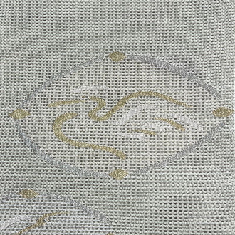 A5 荒波 金銀糸 クリーム色 太鼓 正絹 薄物 夏用 絽 紗 フォーマルな袋帯 夏帯】袋帯 絽 正絹 お太鼓柄 流水 牡丹 萩 金銀糸使い 淡い