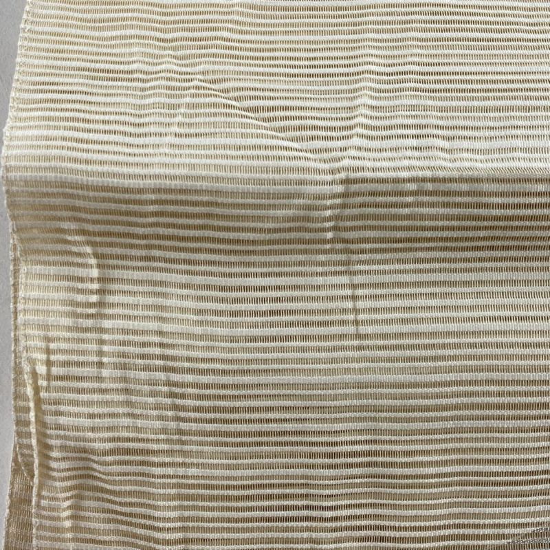 名古屋帯 秀品 夏帯 絽 八寸名古屋帯 幾何学 金銀糸 ベージュ