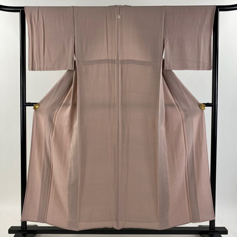 色無地 身丈152.5cm 裄丈64cm M 単衣 ピンク 正絹 優品 一つ紋