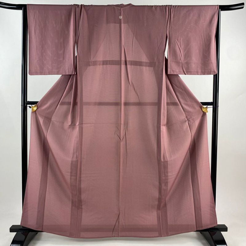 色無地 身丈161cm 裄丈67cm M 薄物 絽 赤紫 正絹 優品 一つ紋