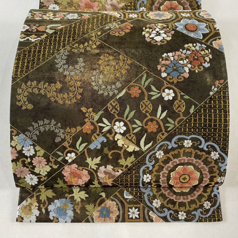 平和屋着物◎佐賀錦 六通柄袋帯 蜀江花文 金銀糸 正絹
