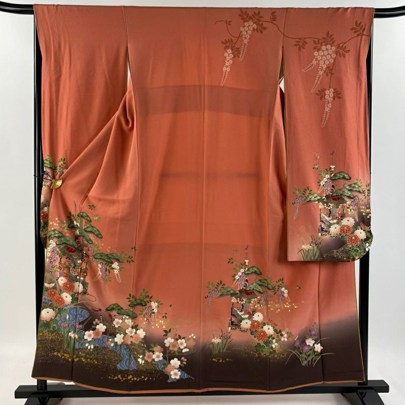 振袖 身丈156.5cm 裄丈67cm M 袷 やまと 山鉾 草花 金糸 金彩