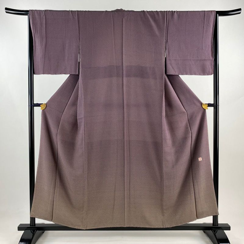 正絹訪問着 身丈156cm 裄丈63cm 未使用品 レンガ色 訪問着 身丈156cm 裄丈65cm M 袷 扇面 草花 金彩 ぼかし 黒灰 正絹