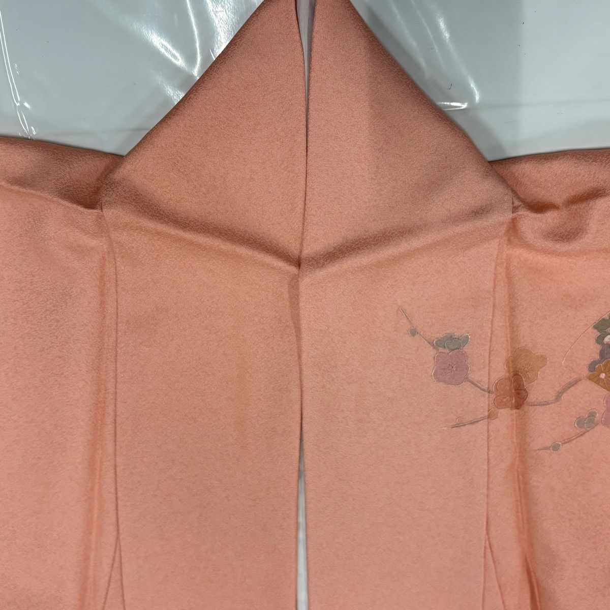 訪問着 身丈163cm 裄丈65cm M 袷 扇面 枝梅 刺繍 ぼかし ピンク 正絹