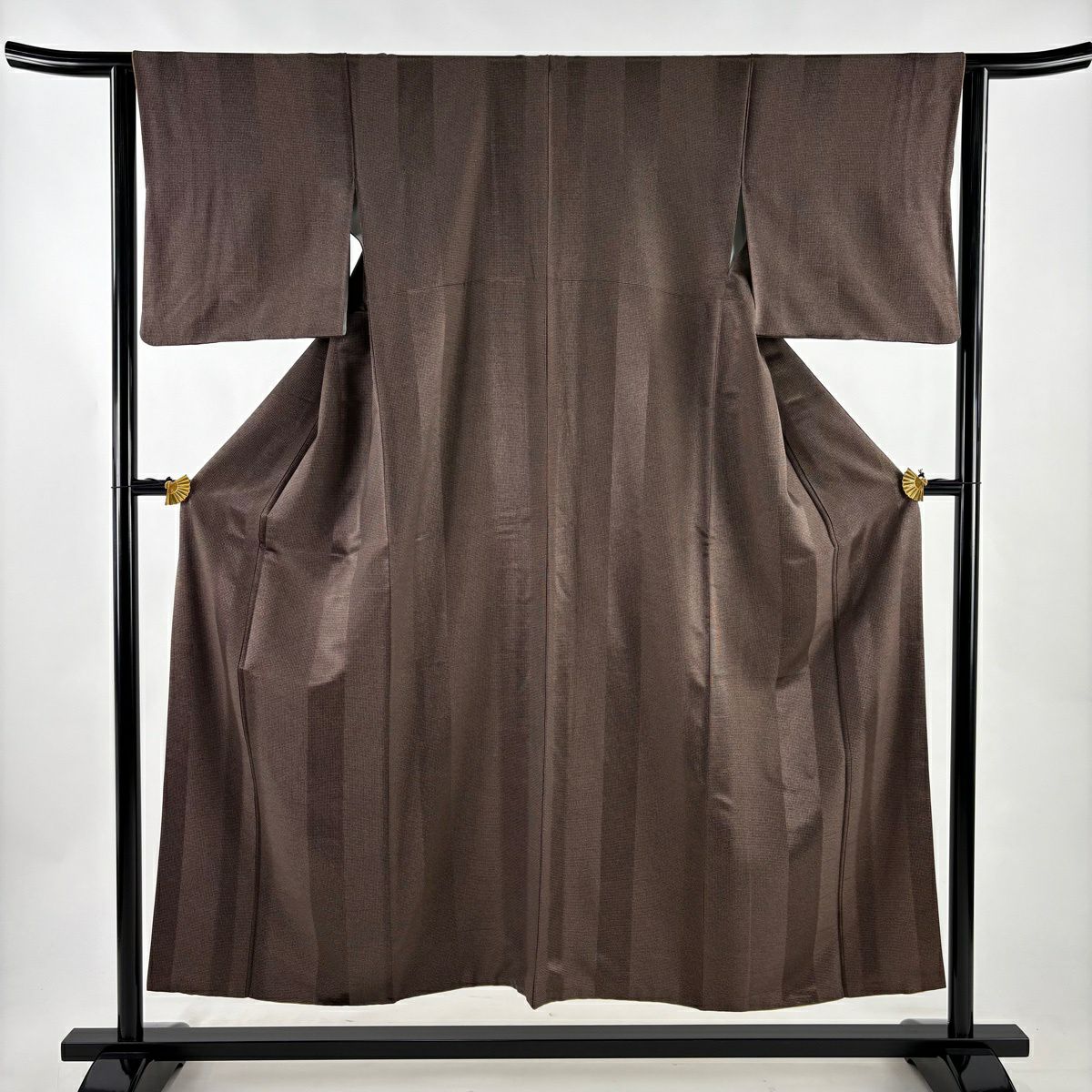 小紋 身丈152.5cm 裄丈63cm S 袷 格子 茶色 正絹 秀品｜中古・古着