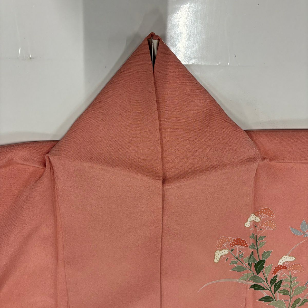 訪問着 身丈151.5cm 裄丈64cm M 袷 菊 鳥 金彩 ぼかし ピンク 正絹 秀