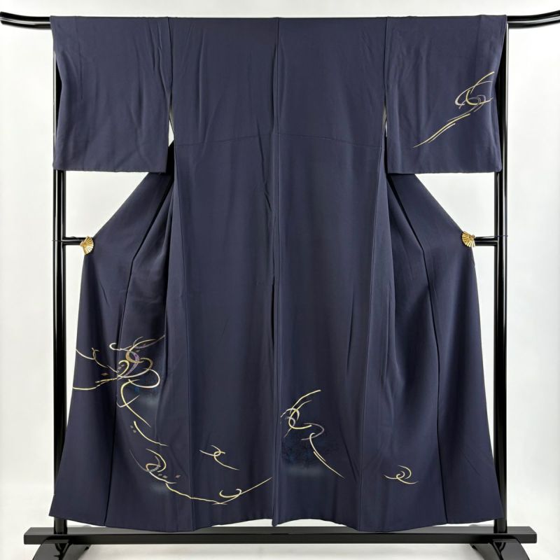 長襦袢　正絹　紫　美品　身丈134ｃｍ　裄70ｃｍ　ロング　未使用 付下げ 身丈153.5cm 裄丈66cm M 袷 幾何学模様 樹木 金銀彩 箔
