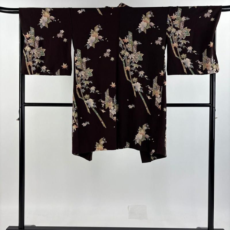 羽織 身丈101cm 裄丈68cm L 花丸文 縮緬 濃紺 正絹 美品 逸品