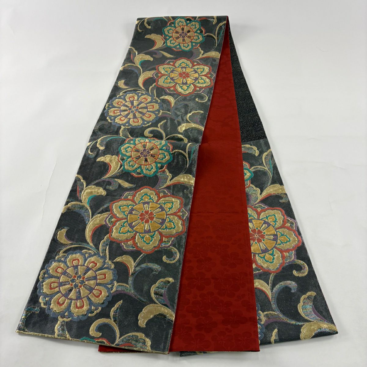 袋帯 秀品 華文 唐草 金糸 箔 銀色 六通 正絹｜中古・古着・リサイクル