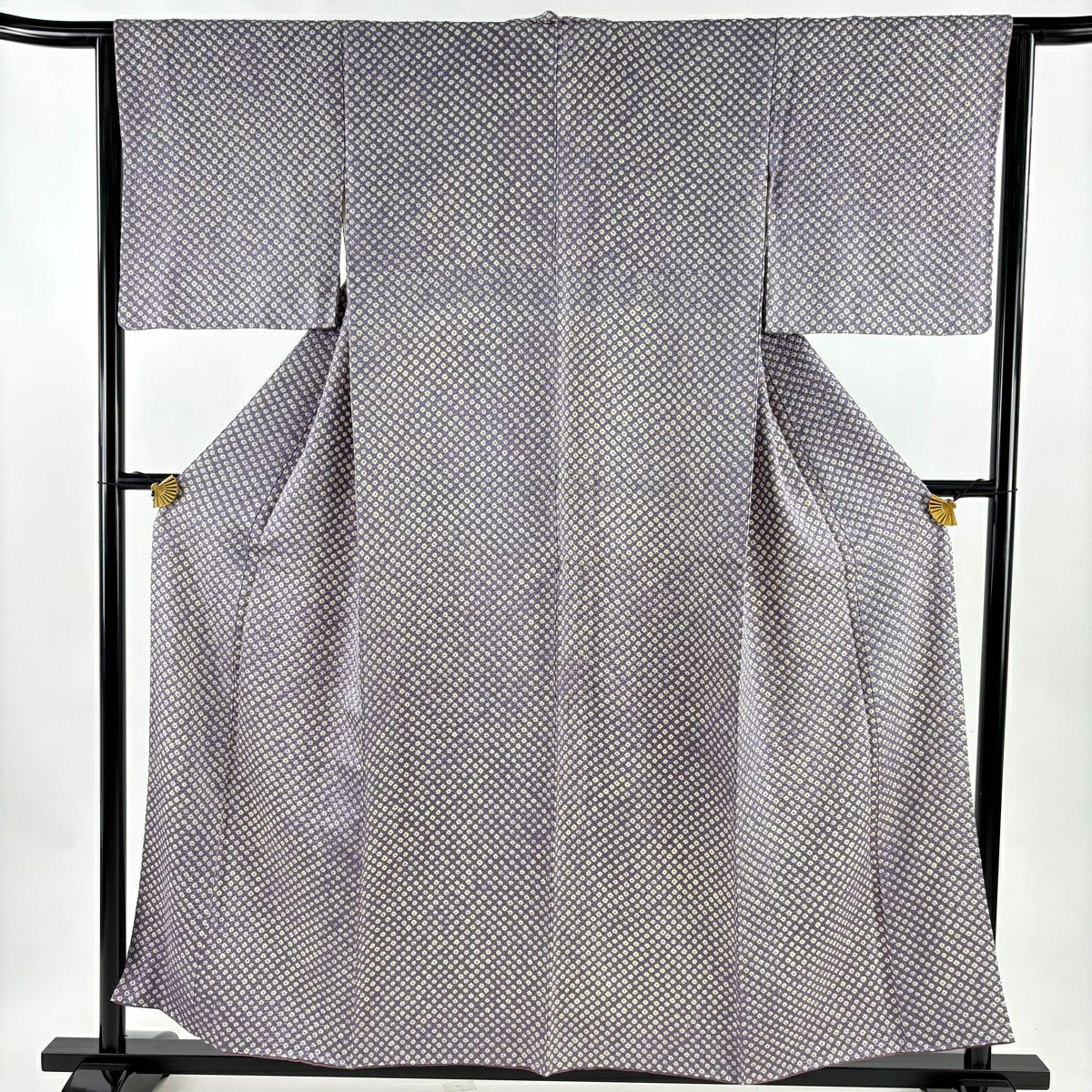 小紋 身丈155.5cm 裄丈64cm M 袷 総絞り 紫 正絹 優品｜中古・古着