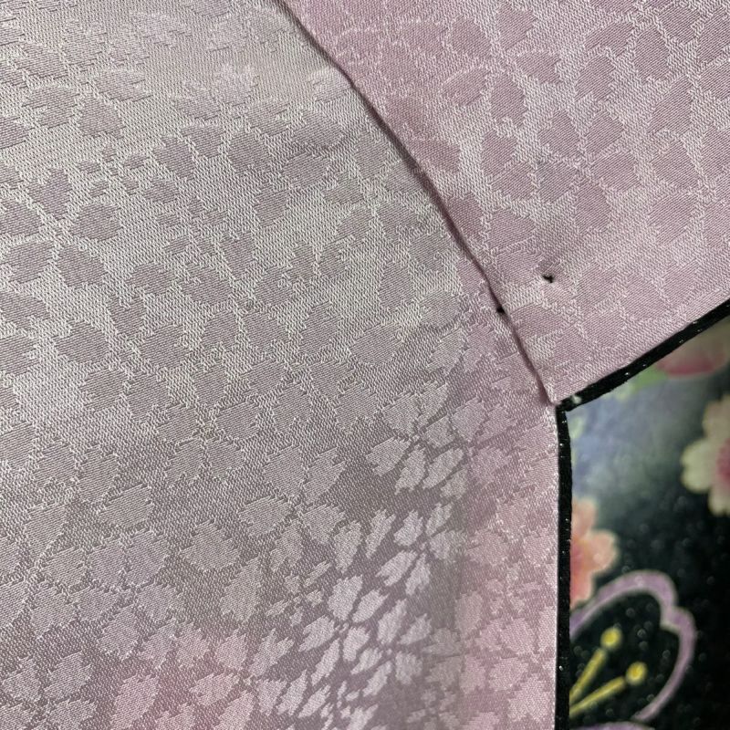 振袖 身丈170cm 裄丈68.5cm L 袷 雪輪 桜 銀通し 刺繍 黒 正絹