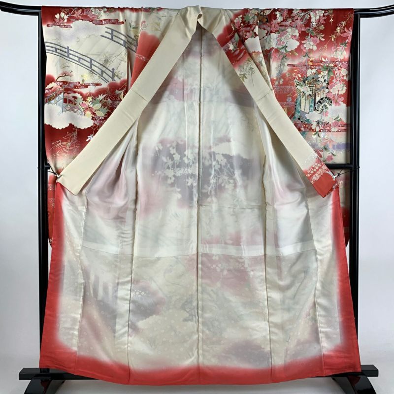 振袖 身丈160.5cm 裄丈68cm L 袷 御所車 桜 金銀彩 金糸
