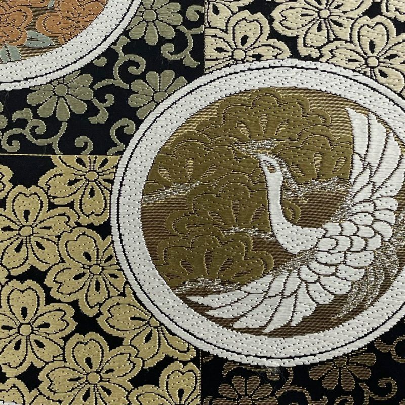 袋帯 名品 桜 鳥 箔 唐織 黒 六通 正絹｜中古・古着・リサイクル