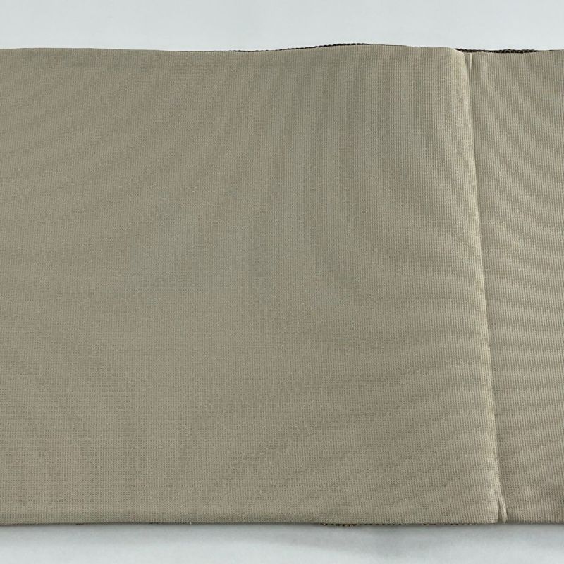 袋帯 太鼓柄 お洒落な織出し 正絹 AO-2884 袋帯 美品 名品 縞 斜め格子 金糸 金茶 お太鼓柄 正絹｜中古