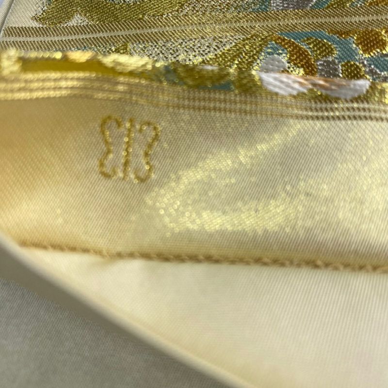 袋帯 美品 逸品 川島織物 落款あり 鳳凰 花唐草 金銀糸 箔 金色