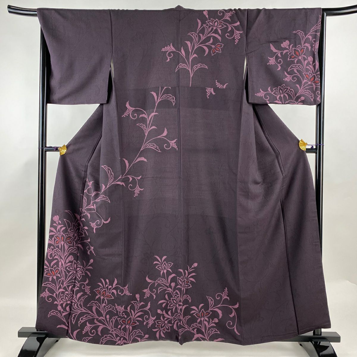 訪問着 身丈156.5cm 裄丈63cm S 袷 落款あり 辻が花 ぼかし 紫 訪問着 身丈156.5cm 裄丈63cm S 袷 落款あり 辻が花 ぼかし 紫